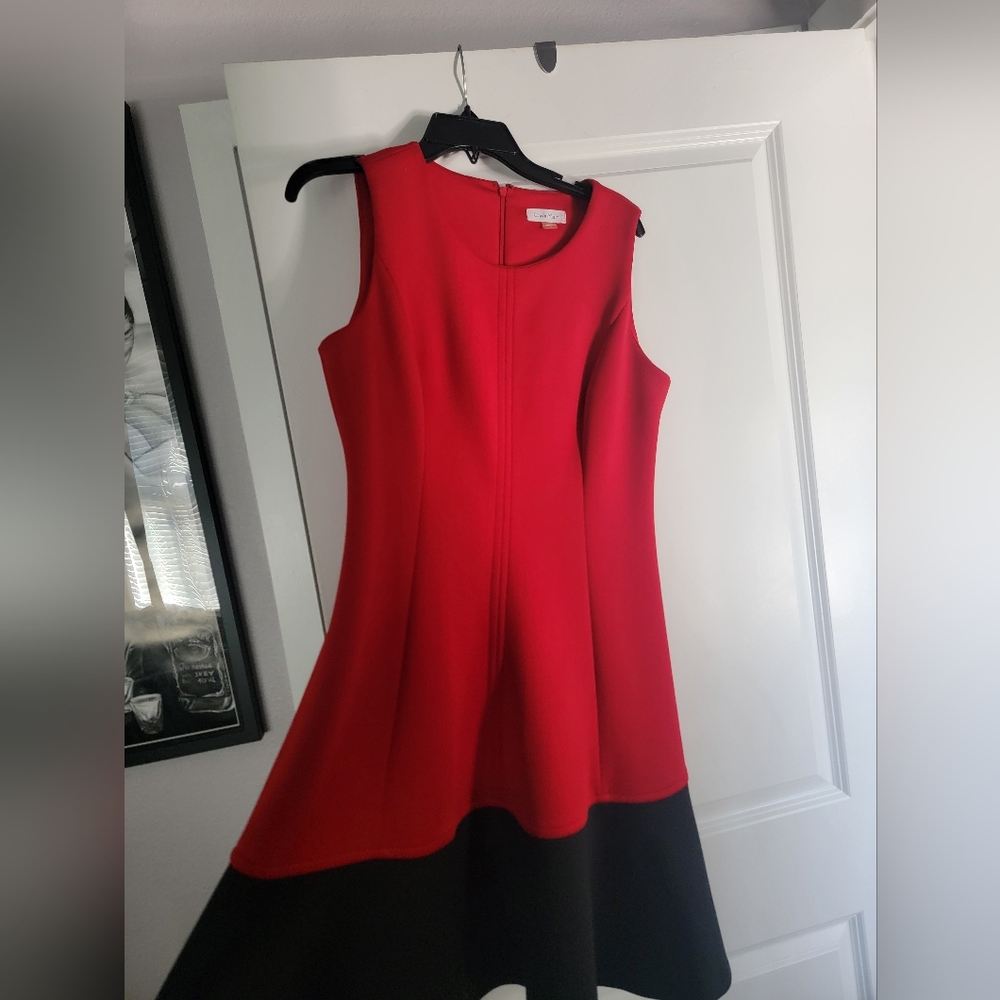 Calvin Klein Red and Black Cocktail Dress